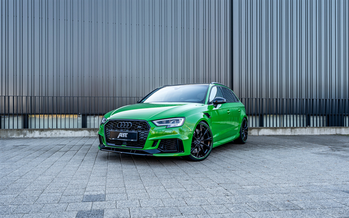 Audi RS3 A5, 2018, HAYIR, yeşil vagon, ayarlama RS3, siyah jantlar, Alman arabaları, spor araba, Audi