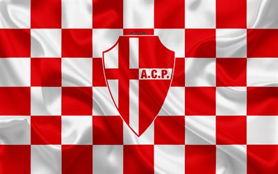 Padova Calcio, 4k, logo, creative art, red and white checkered flag, Italian football club, Serie B, emblem, silk texture, Padua, Venice, Italy, football, Padova FC