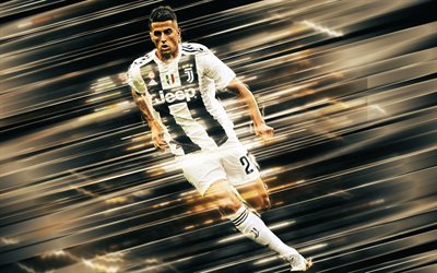 Joao Cancelo, 4k, creative art, blades style, Juventus FC, Portuguese footballer, Series A, Italy, white background, lines art, football