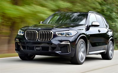BMW X5, 2018, front view, new black X5, exterior, luxury SUV, M50d, BMW