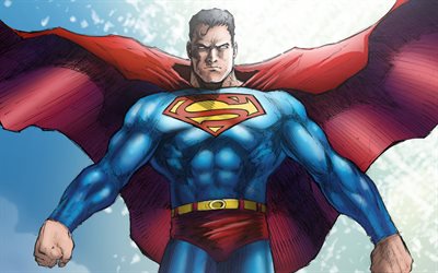 Drawing Superman, superheroes, artwork, Superman, sky, fan art