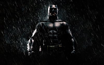Batman, art, superhero, night, rain, The Dark Knight