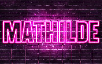 Mathilde, 4k, wallpapers with names, female names, Mathilde name, purple neon lights, Happy Birthday Mathilde, popular french female names, picture with Mathilde name