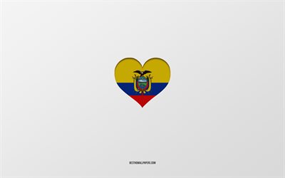 I Love Ecuador, South America countries, Ecuador, gray background, Ecuador flag heart, favorite country, Love Ecuador
