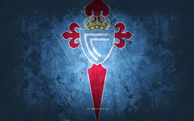 RC Celta, Spanish football club, blue stone background, RC Celta logo, grunge art, La Liga, football, Spain, RC Celta de Vigo emblem