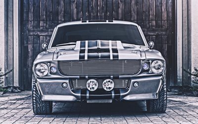 4k, Ford Shelby Mustang GT500 Eleanor, vista frontal, 1967 carros, carros retr&#244;, muscle cars, 1967 Ford Mustang, carros americanos, Ford
