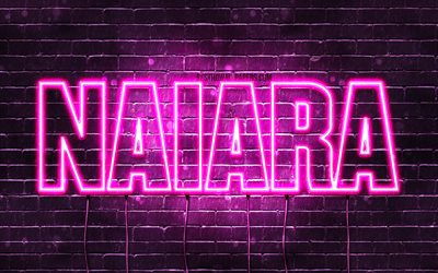 Naiara, 4k, pap&#233;is de parede com nomes, nomes femininos, nome Naiara, luzes de n&#233;on roxas, Feliz Anivers&#225;rio Naiara, nomes femininos espanh&#243;is populares, foto com o nome Naiara