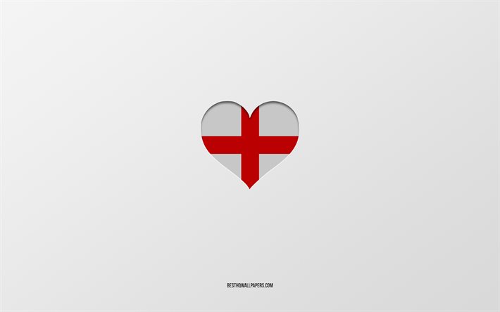 I Love England, European countries, England, gray background, England flag heart, favorite country, Love England