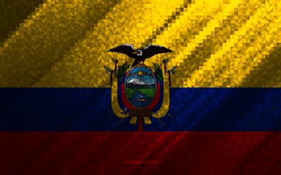 Flag of Ecuador, multicolored abstraction, Ecuador mosaic flag, Ecuador, mosaic art, Ecuador flag
