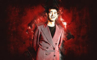 Eric Nam, american singer, portrait, red stone background, K-pop, Nam Yoon-do