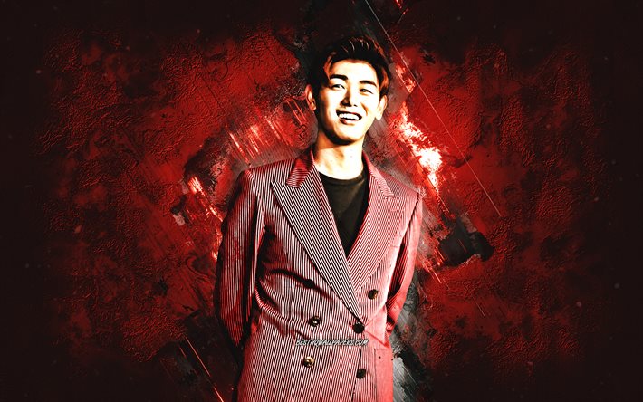 Eric Nam, cantor americano, retrato, fundo de pedra vermelha, K-pop, Nam Yoon-do
