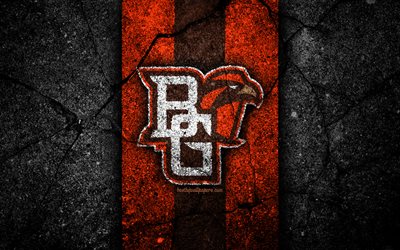Bowling Green Falcons, 4k, time de futebol americano, NCAA, pedra preta laranja, EUA, textura de asfalto, futebol americano, logotipo do Bowling Green Falcons