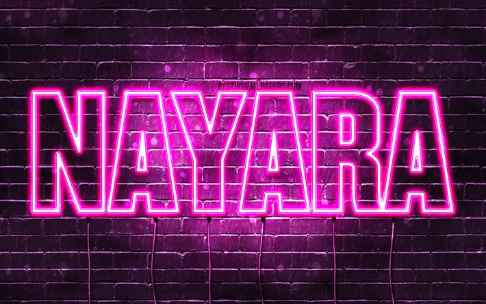 nayara, 4k, hintergrundbilder mit namen, weibliche namen, nayara-name, lila neonlichter, happy birthday nayara, beliebte spanische weibliche namen, bild mit nayara-namen