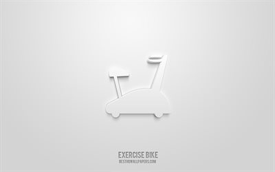 Exercise bike 3d icon, white background, 3d symbols, Exercise bike, creative 3d art, 3d icons, Exercise bike sign, Sports 3d icons