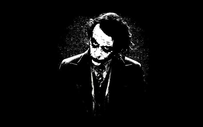 Joker, yaratıcı, s&#252;per k&#246;t&#252;, siyah arka planlar, minimal, sanat eseri, Joker minimalizmi