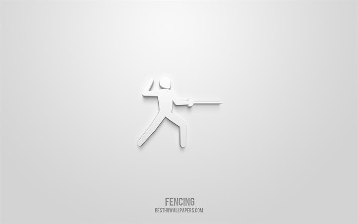 Fencing 3d icon, white background, 3d symbols, Fencing, creative 3d art, 3d icons, Fencing sign, Sports 3d icons