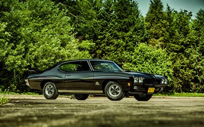 Pontiac GTO, carros retro, carros 1970, muscle cars, HDR, Pontiac GTO 1970, carros americanos, Pontiac