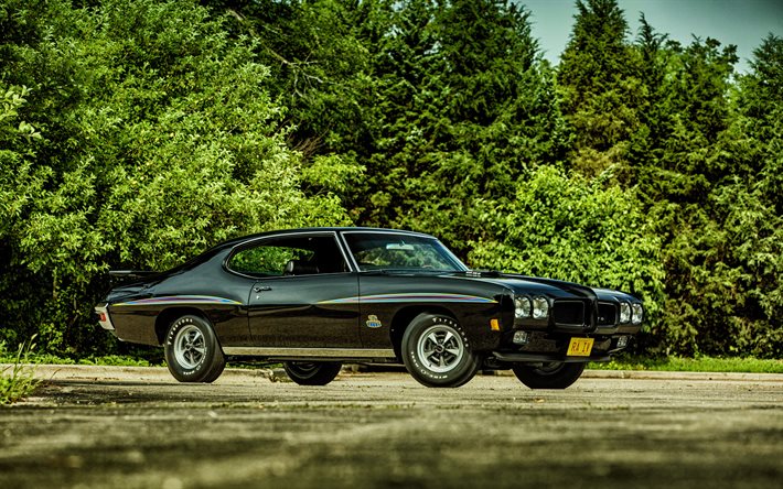 Pontiac GTO, voitures r&#233;tro, voitures 1970, voitures musculaires, HDR, Pontiac GTO 1970, voitures am&#233;ricaines, Pontiac