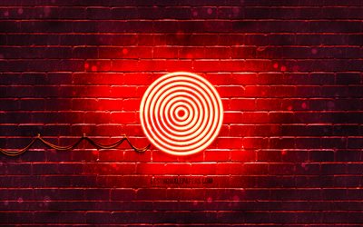 Target neon icon, 4k, red background, neon symbols, Target, neon icons, Target sign, business signs, Target icon, business icons