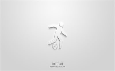 Football 3d icon, white background, 3d symbols, Football, creative 3d art, 3d icons, Football sign, Sports 3d icons
