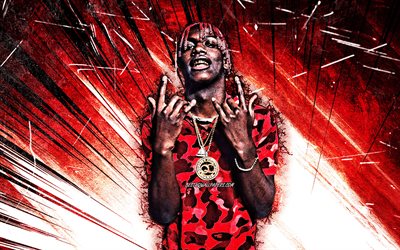 4k, Lil Yachty, grunge art, american singer, music stars, Miles Parks McCollum, red abstract rays, american celebrity, superstars, Lil Yachty 4K