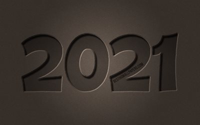4k, 2021 new year, sand digits, 2021 brown digits, 2021 concepts, 2021 on brown background, 2021 year digits, Happy New Year 2021