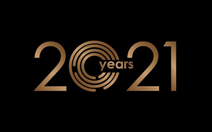 Happy New Year 2021, golden letters, black background, 2021 luxury background, 2021 concepts, 2021 New Year