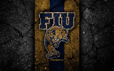 FIU Panthers, 4k, amerikkalainen jalkapallojoukkue, NCAA, keltainen musta kivi, USA, asfaltti, amerikkalainen jalkapallo, FIU Panthers -logo