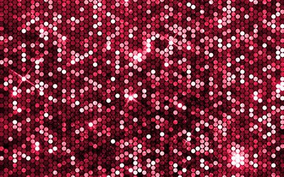 4k, fundo de mosaico rosa, arte abstrata, padr&#245;es de mosaico, fundo de c&#237;rculos rosa, texturas de mosaico, fundo com mosaico, padr&#245;es de c&#237;rculos, planos de fundo rosa