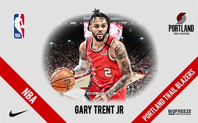 Gary Trent Jr, Portland Trail Blazers, amerikkalainen koripallopelaaja, NBA, muotokuva, USA, koripallo, Moda Center, Portland Trail Blazers -logo