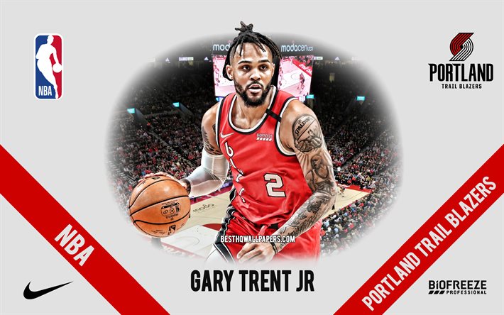 Gary Trent Jr, Portland Trail Blazers, Amerikan Basketbolcu, NBA, portre, ABD, basketbol, Moda Center, Portland Trail Blazers logosu