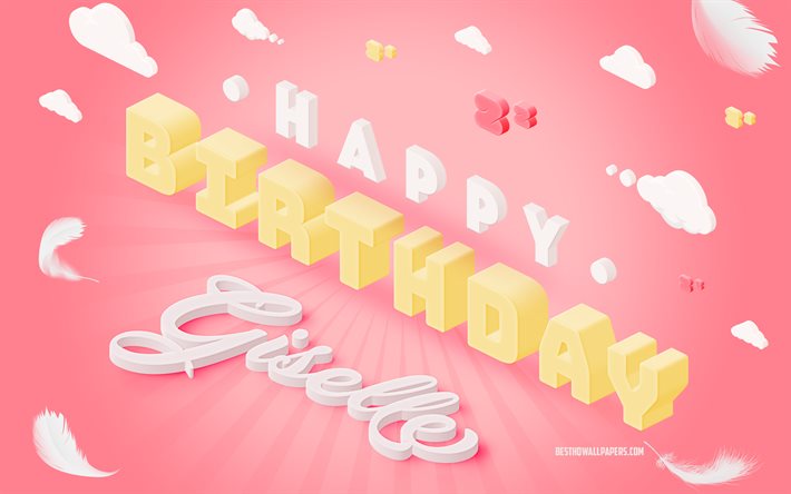 お誕生日おめでとうジゼル, 3Dアート, 誕生日の3 d背景, ジゼル, ピンクの背景, ジゼルお誕生日おめでとう, 3Dレター, ジゼルの誕生日, 創造的な誕生日の背景
