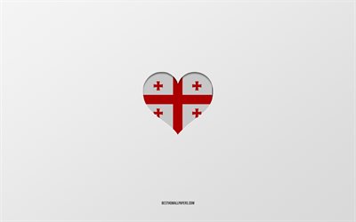 I Love Georgia, Pays europ&#233;ens, G&#233;orgie, fond gris, Coeur de drapeau de G&#233;orgie, pays pr&#233;f&#233;r&#233;, Amour G&#233;orgie