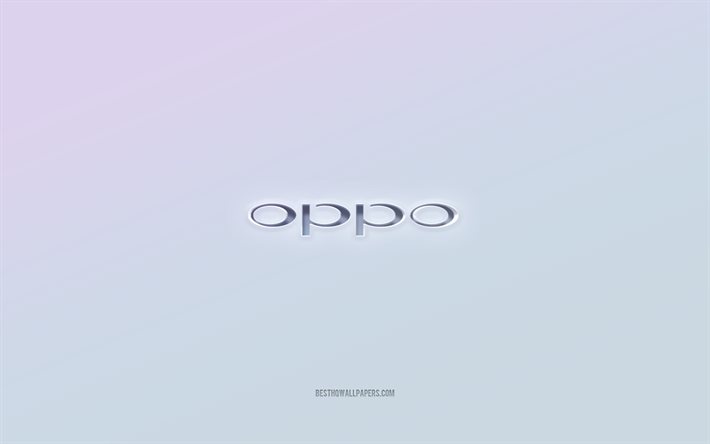 Logotipo de Oppo, texto recortado en 3d, fondo blanco, logotipo de Oppo 3d, emblema de Oppo, Oppo, logotipo en relieve, emblema de Oppo 3d