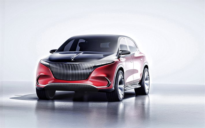 2021, Mercedes-Maybach EQS Concept, 4k, &#246;nden g&#246;r&#252;n&#252;m, dış cephe, elektrikli SUV, elektrikli arabalar, Alman arabaları, Mercedes-Maybach