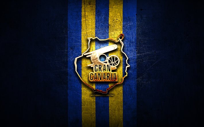 غران كاناريا, الشعار الذهبي, المصرف الزراعي التعاوني, خلفية معدنية زرقاء, فريق كرة السلة الاسباني, شعار CB Gran Canaria, كرة سلة