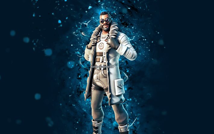 White Renegade Shadow, 4k, luces de ne&#243;n azules, Fortnite Battle Royale, Personajes de Fortnite, White Renegade Shadow Skin, Fortnite, White Renegade Shadow Fortnite