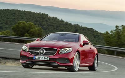 Mercedes-Benz E-Luokan Coupe, 2017, punainen avoauto, uusi E-Luokan, punainen Mercedes
