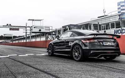 Audi TT RS, 2017, negro Audi, la pista de carreras, coches deportivos, negro TT