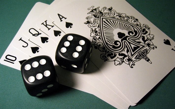 Los juegos de azar, dados, poker, casino, Royal Flush