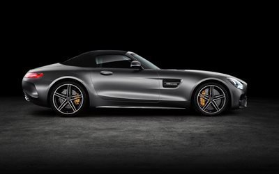 Mercedes-AMG GT, 2017, silver Mercedes, sports coupe, race car