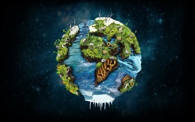 Terra, planeta, conceito de ecologia, 3d, arte