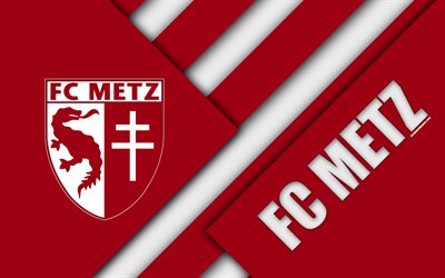 fc metz, 4k, material, design, logo, franz&#246;sisch fu&#223;ball-club, ligue 1, metz, frankreich, fu&#223;ball