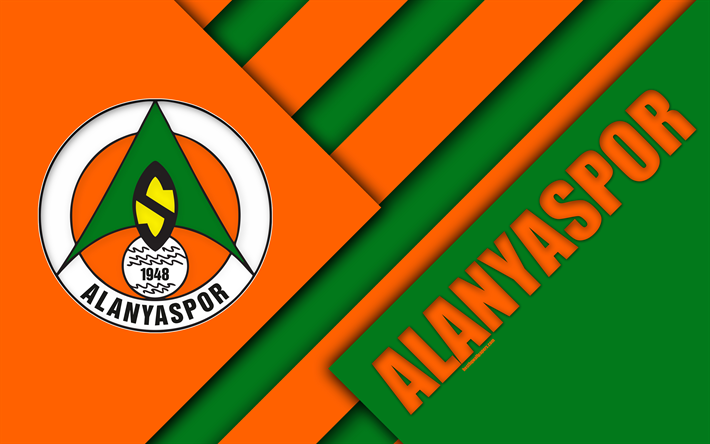 Alanyaspor FC, emblema, 4k, design de material, logo, Turco futebol clube, verde laranja abstra&#231;&#227;o, Super League Turca, Alanya, A turquia, Super Liga