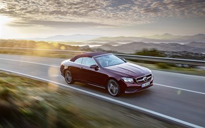 Mercedes-Benz E-class Cabriolet, road, 4k, 2018 cars, motion blur, new E-class, Mercedes