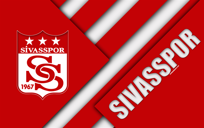 Sivasspor FC, 1967, emblema, 4k, design de material, logo, Turco futebol clube, vermelho abstra&#231;&#227;o, Super League Turca, Sivas, A turquia, Super Liga