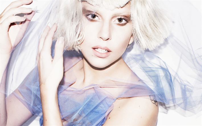Lady Gaga, le portrait, la photographie, le maquillage, le visage, blonde, Stefani Germanotta