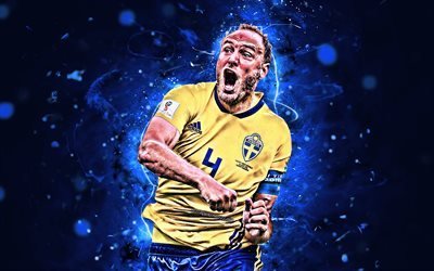 Andreas Granqvist, goal, Sweden National Team, soccer, fan art, Granqvist, footballers, abstract art, neon lights, Swedish football team