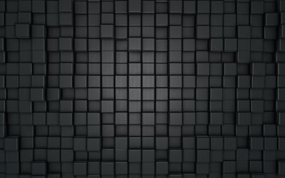 gris cubes de texture, 4k, 3D, art, carr&#233;s gris, grille 3d, des cubes, des cubes de mod&#232;le, les cubes de texture