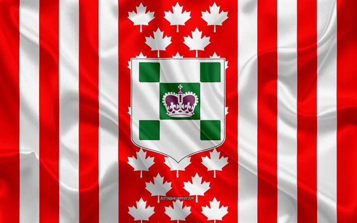 Stemma di Charlottetown, bandiera del canada, seta, texture, Charlottetown, Canada, Tenuta di Charlottetown, Canada simboli nazionali